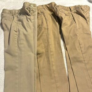 Size 7 khaki school uniform pants and one uniform shirt.